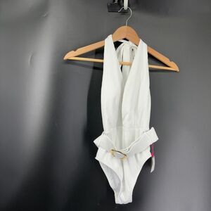 Alexandra Miro White Rib One Piece Swimsuit